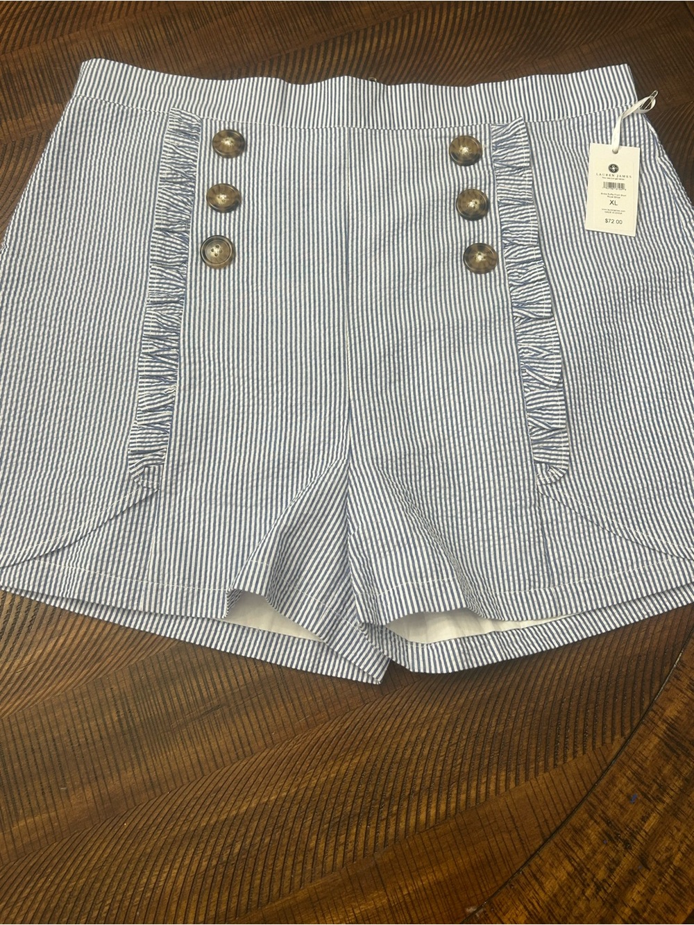 Lauren James Blue and White Pinstripe Sailor Shorts